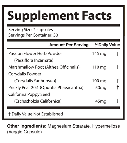 NerveCalm Supplement facts