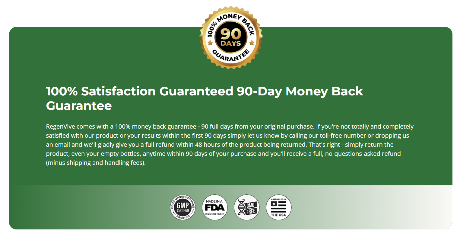 RegenVive money back guarantee